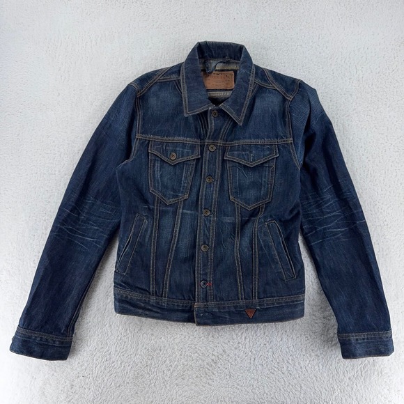 GUESS DENIM JEAN JACKET Dark Wash Fits like SMALL